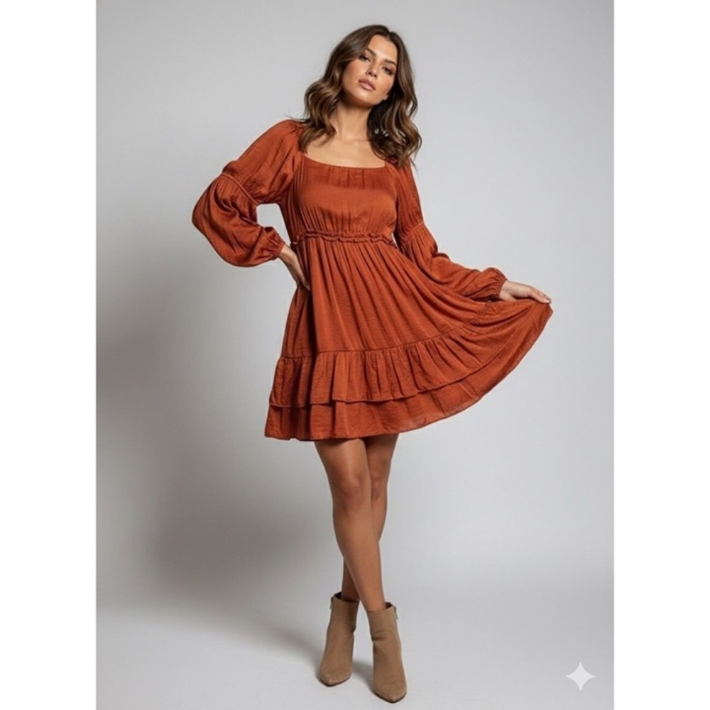 Elegant Rust Orange Women's Dress